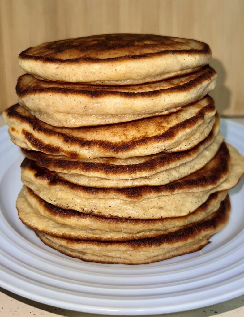 Fluffy banana pancakes pile