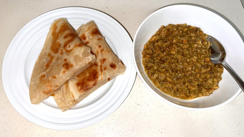 Chapati and green grams stew