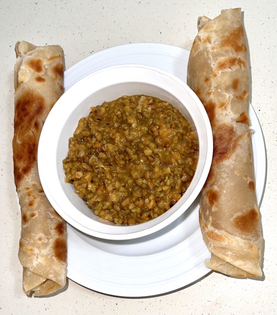 Chapati and green grams stew