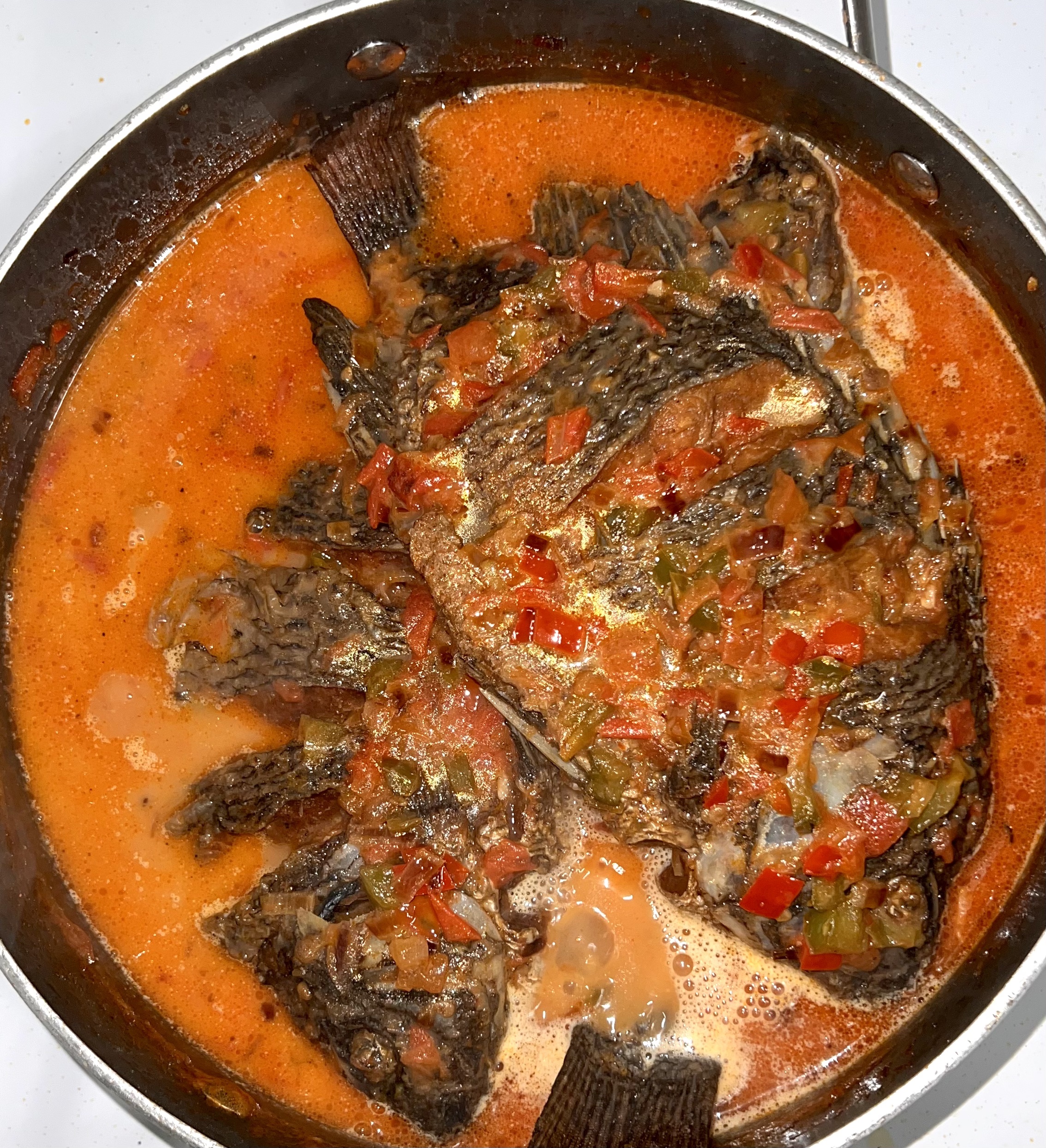 Fried fish stew prep