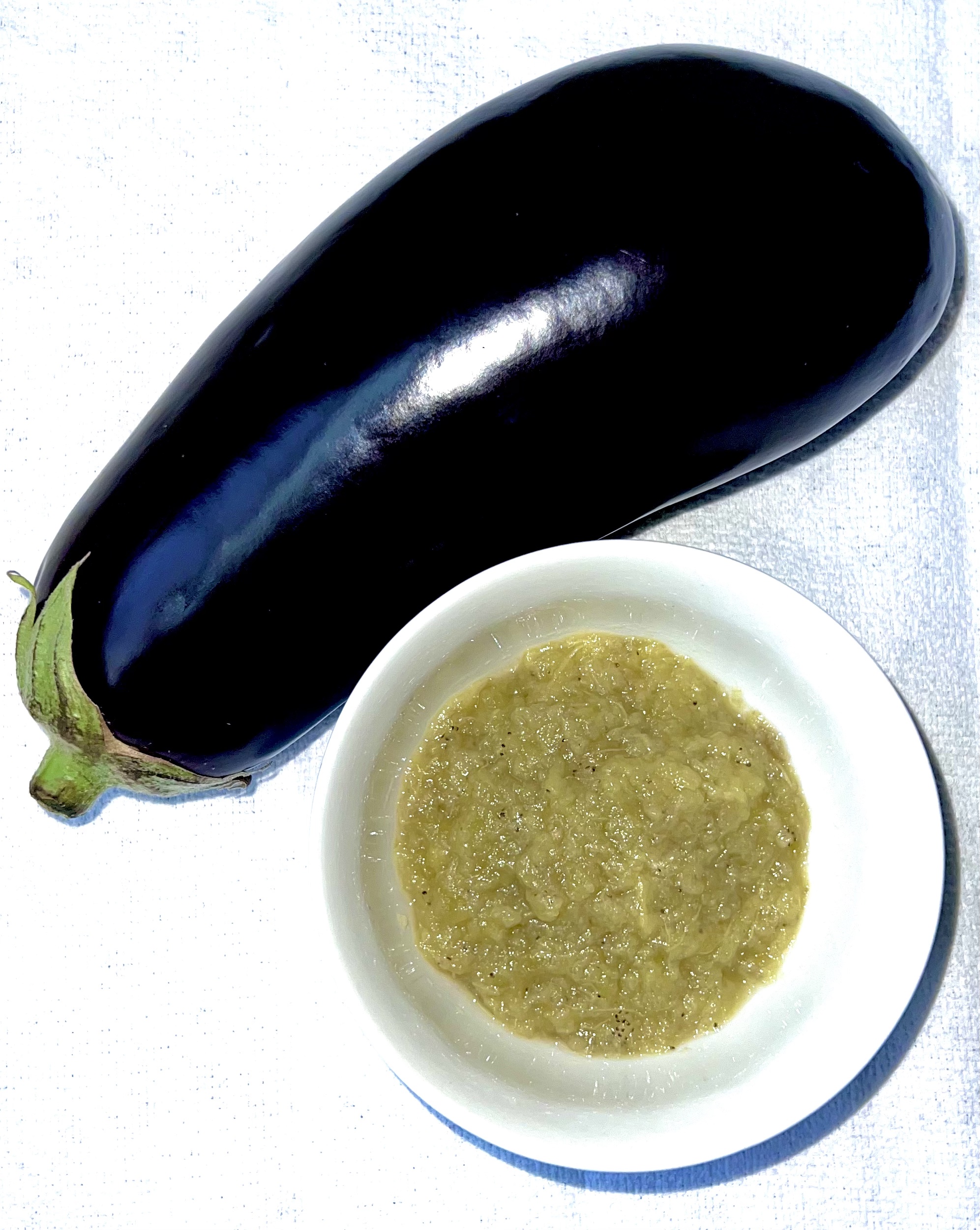 Mashed Eggplant in a bowl