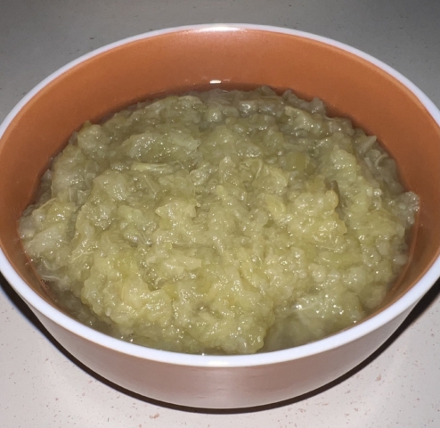 Mashed eggplant in a bowl