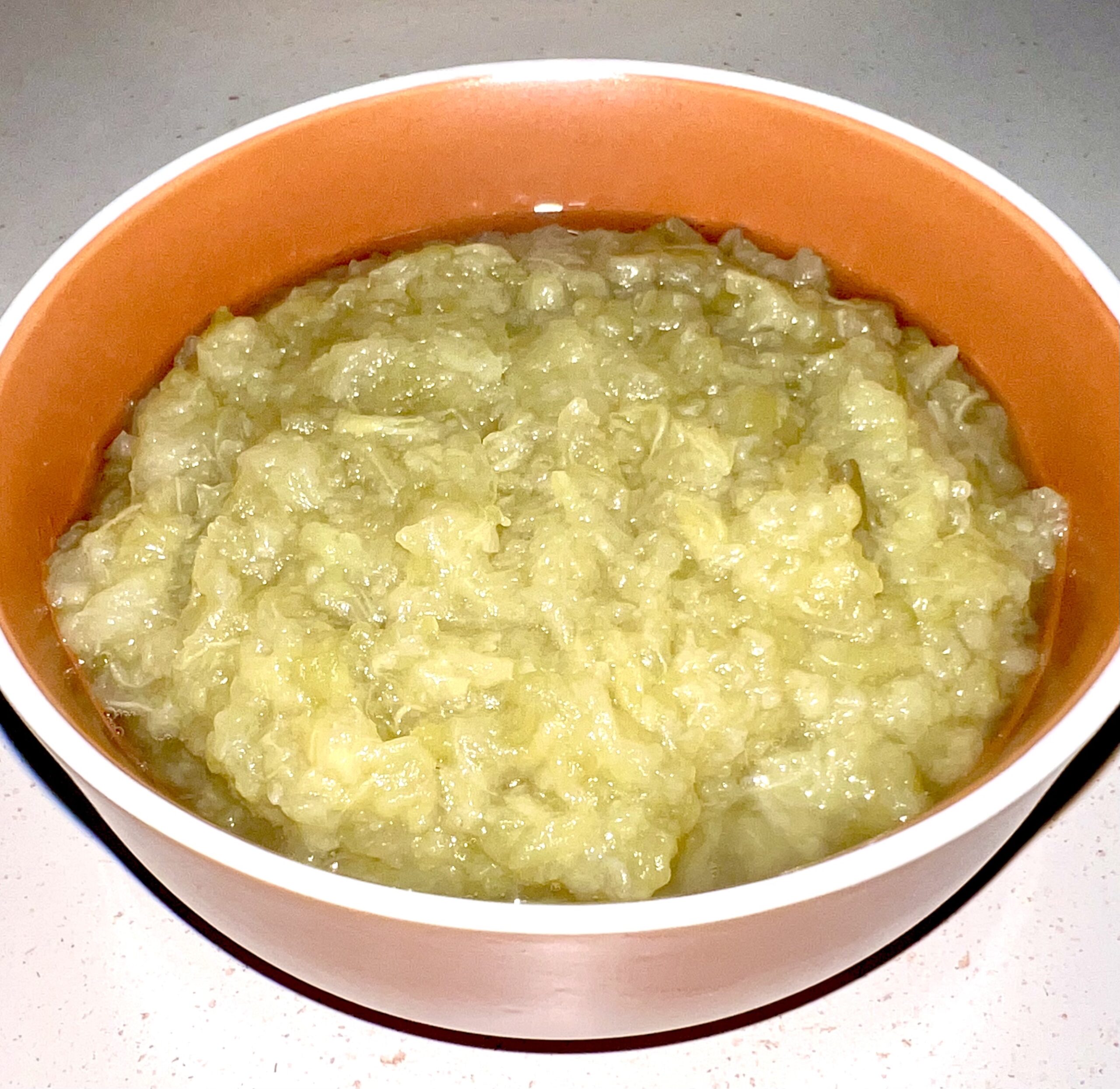 Food in a brown bowl