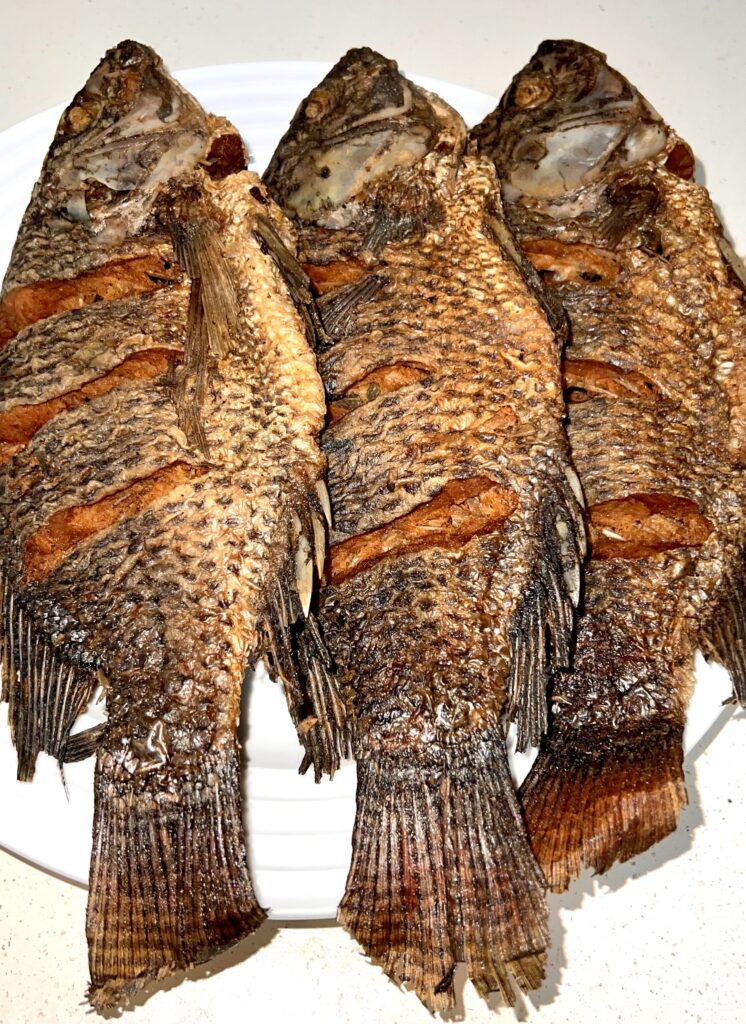 Three fried tilapia