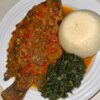 Tilapia, ugali and spinach