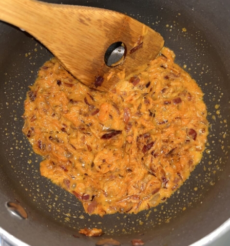 onions carrots seasoning and coconut milk