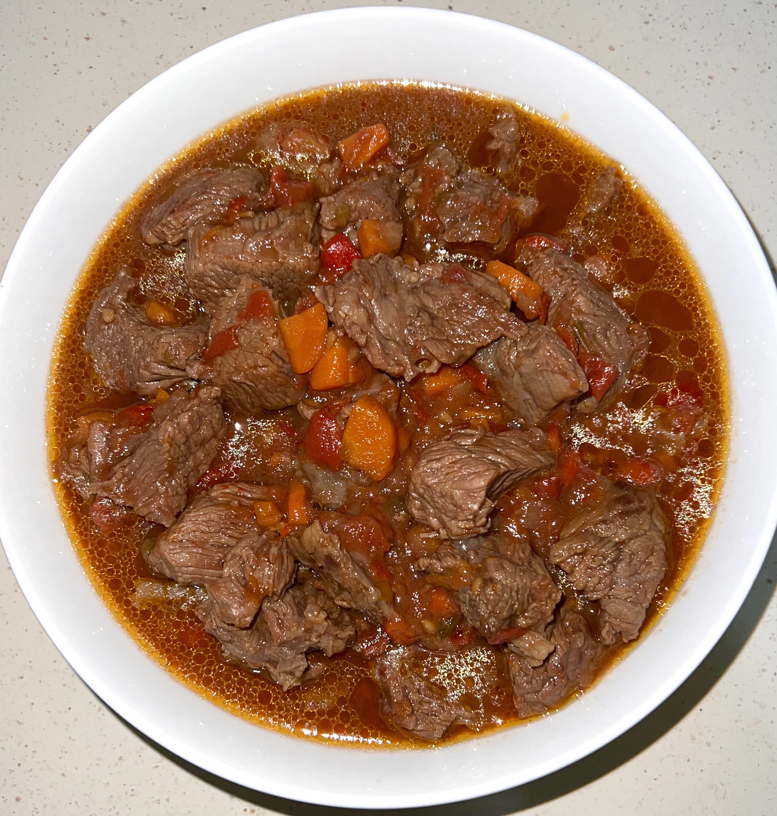 Beef stew in a bowl