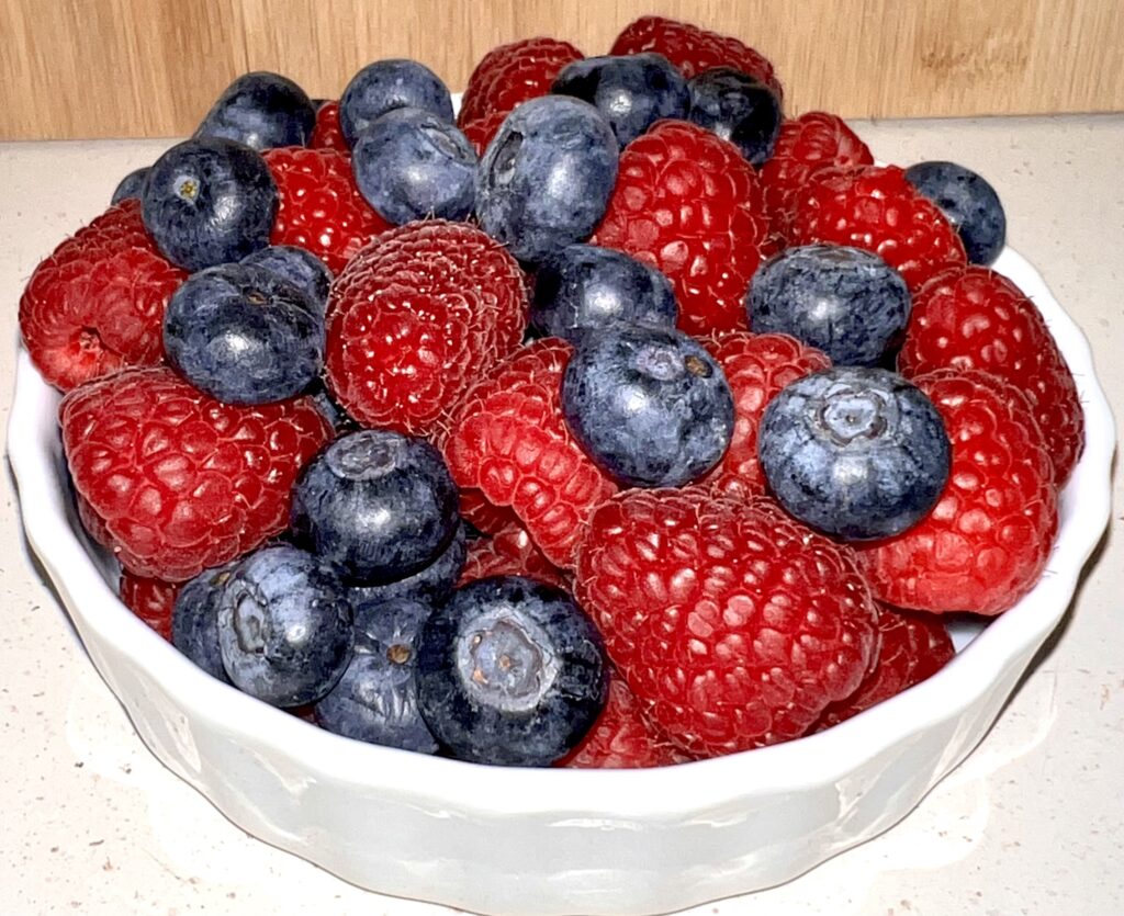 Blueberries and Raspberries in a bowl