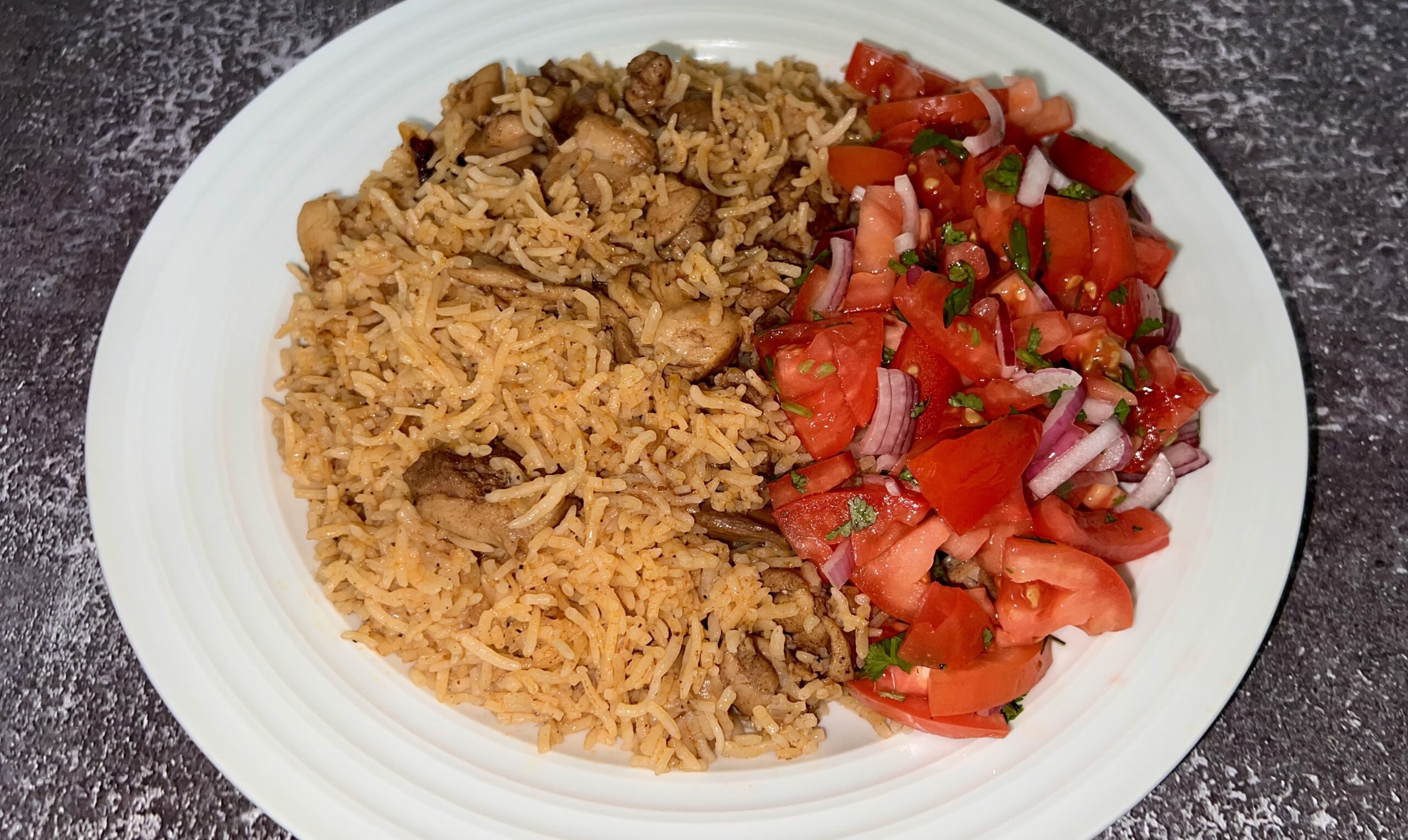 Chicken Pilau with Kachumbari