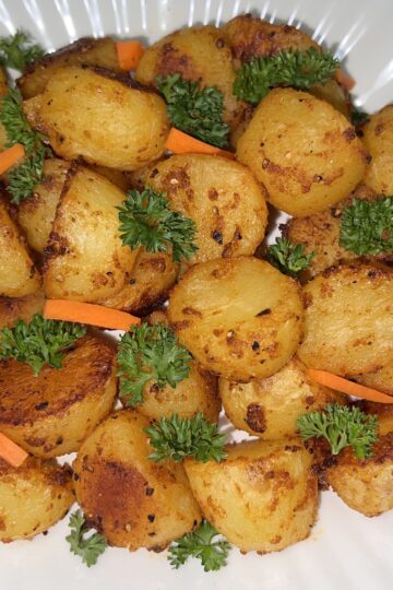 Boiled and baked yellow potatoes