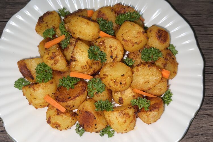 Boiled and baked yellow potatoes