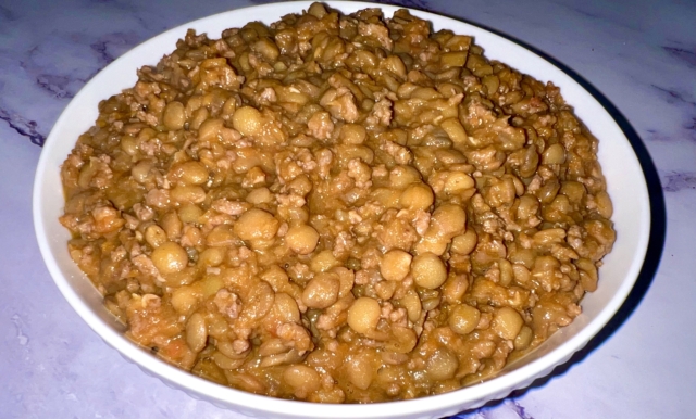 Lentils and ground beef