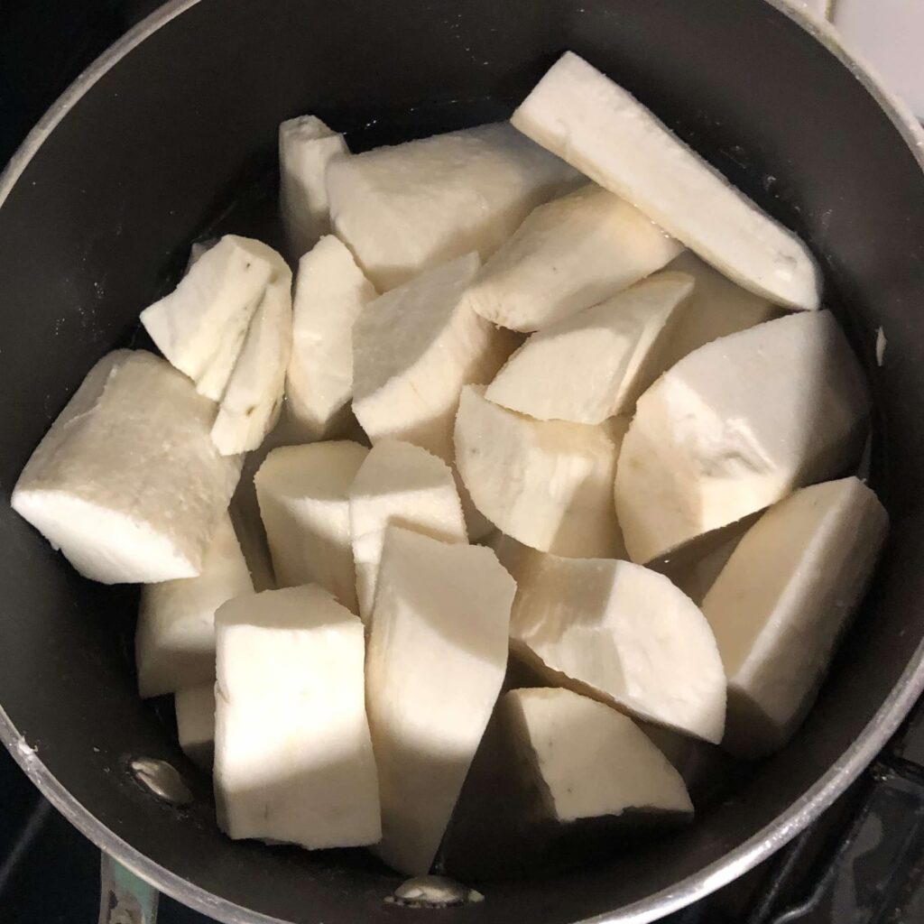 Cassava ready for boiling