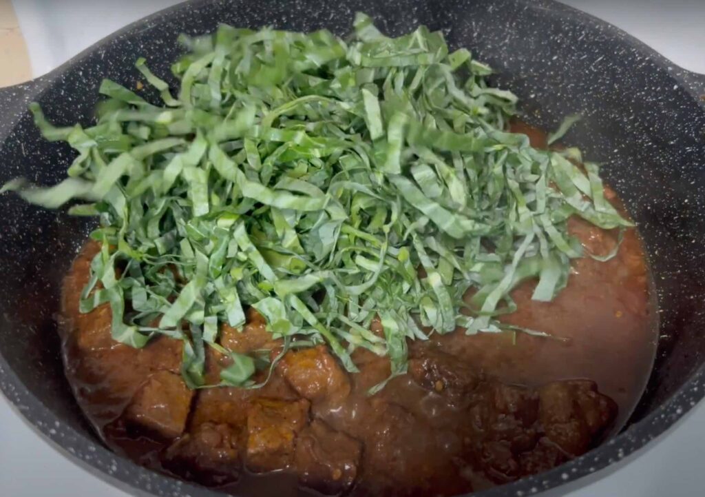 Adding collard greens to beef