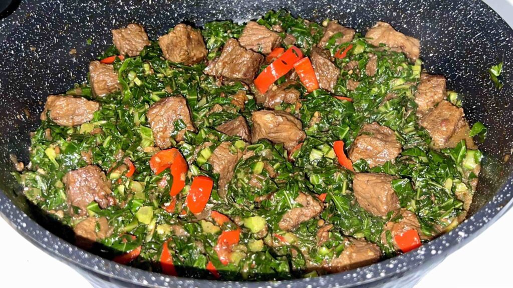 One Pot Beef and Collard Greens