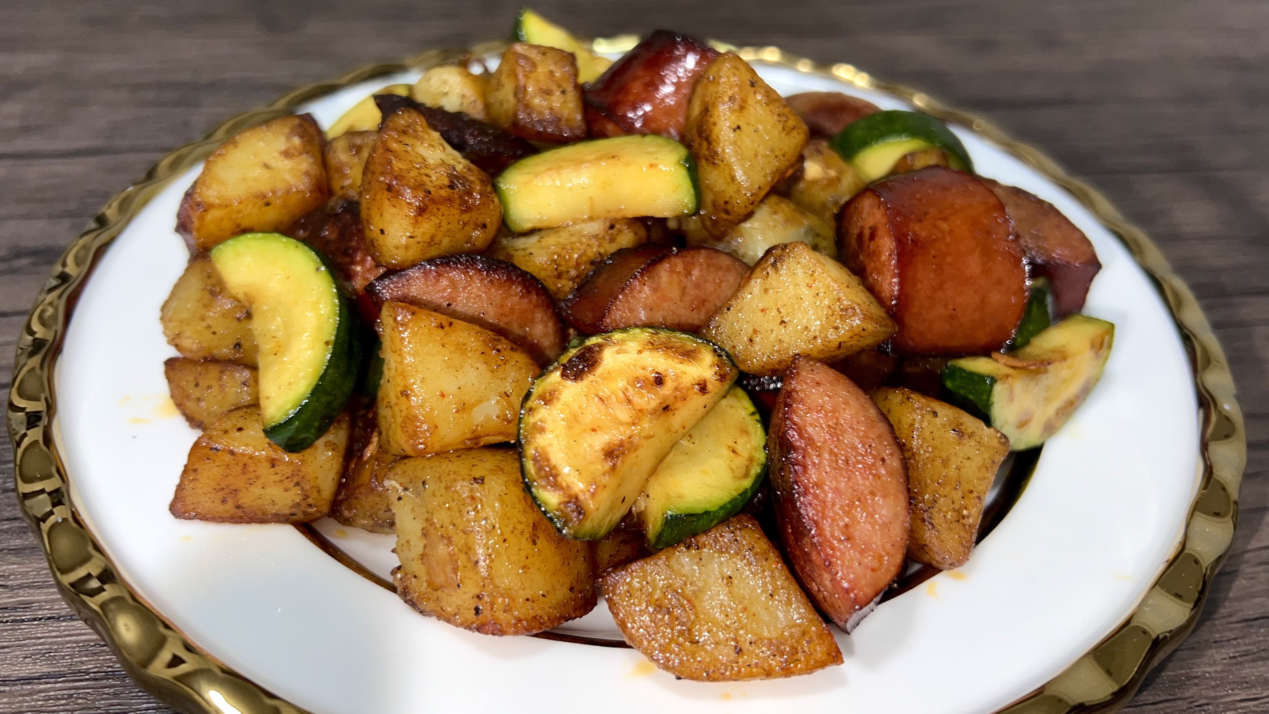 Polska Kielbasa potatoes and zucchini