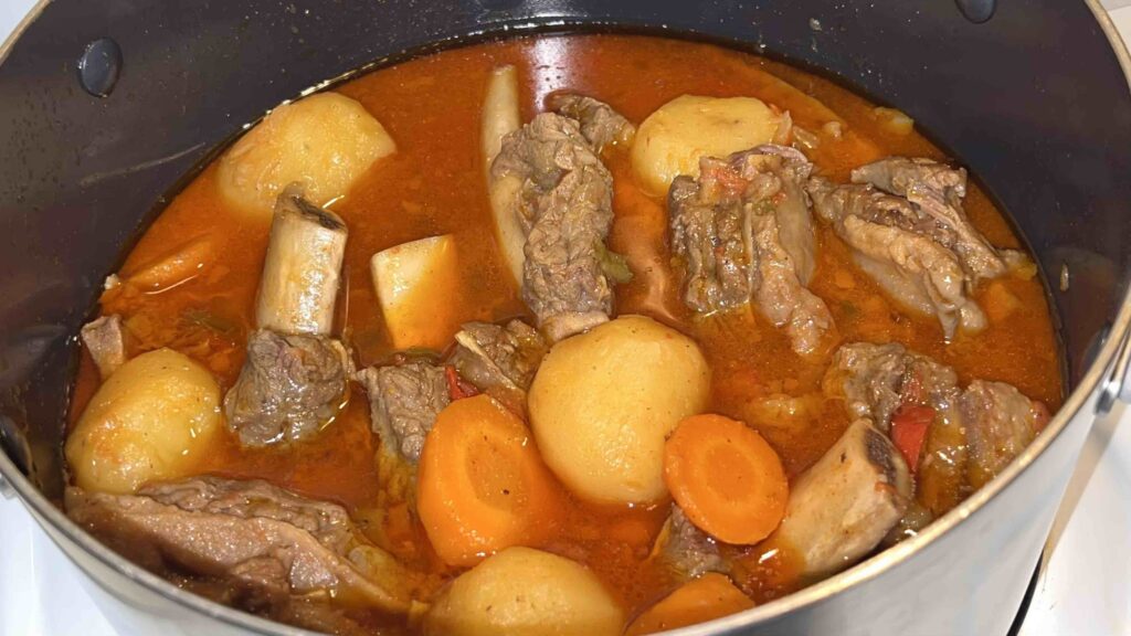 Beef ribs stew in a pot