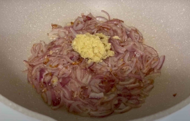 Onions and ginger-garlic paste