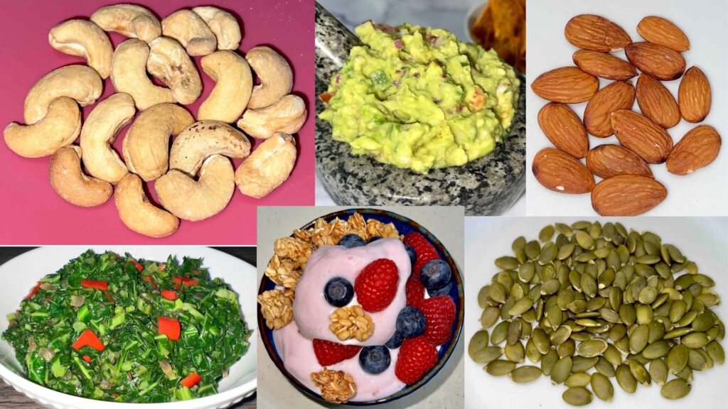 Magnesium-rich foods collage
