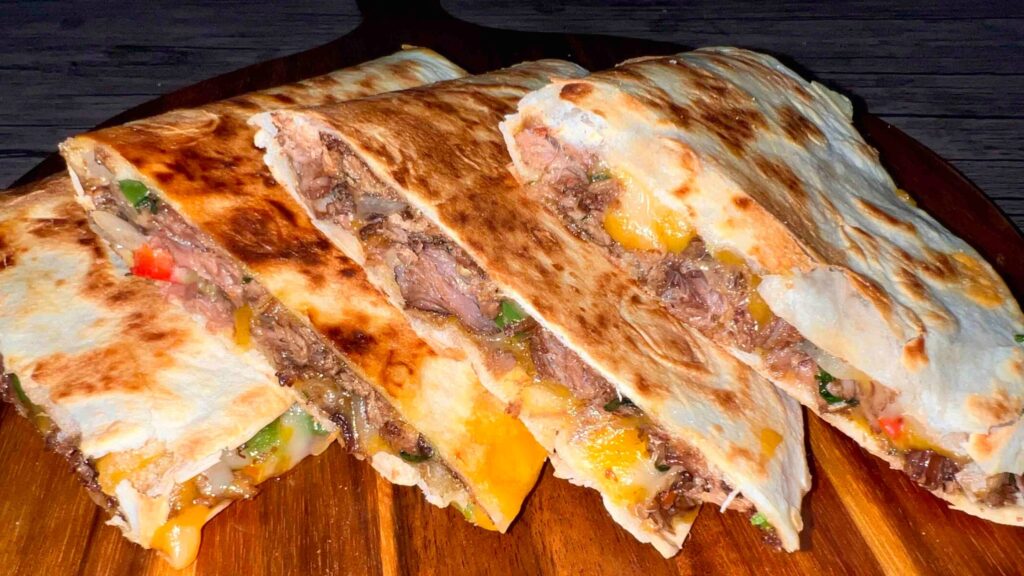 Beef quesadillas on a board pic