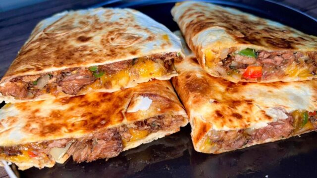 Beef quesadillas with leftover meat pic