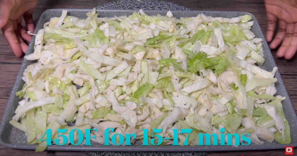 Cabbage on a baking tray