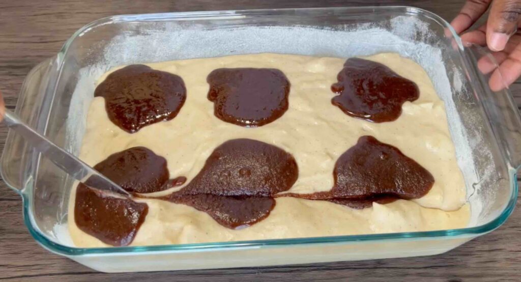 adding cinnamon swirl