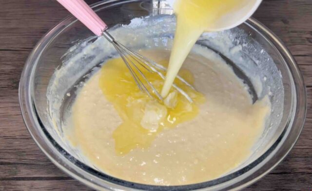 Adding melted butter